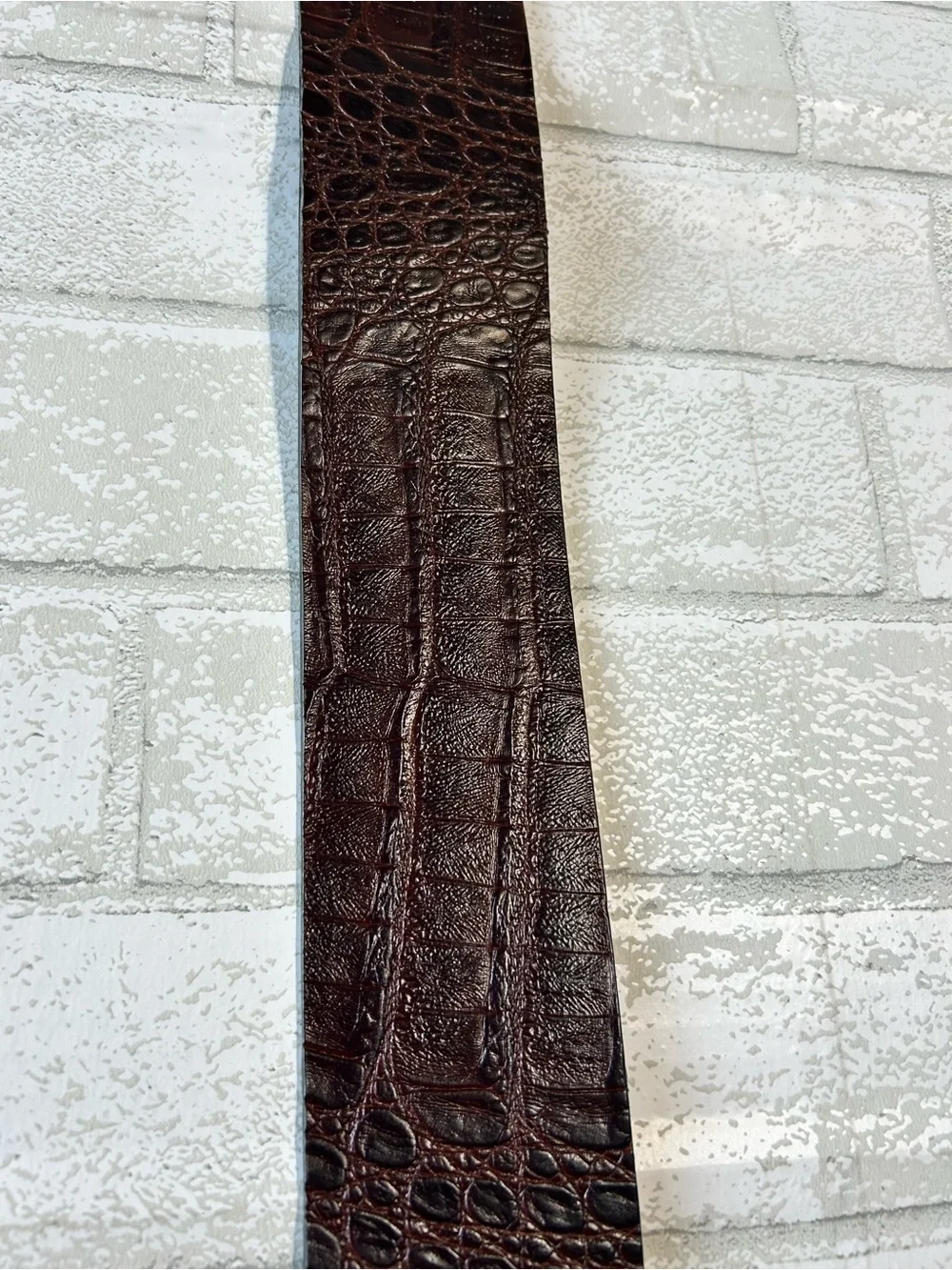Woman’s Croc-Embossed Leather Belt - Dark Brown